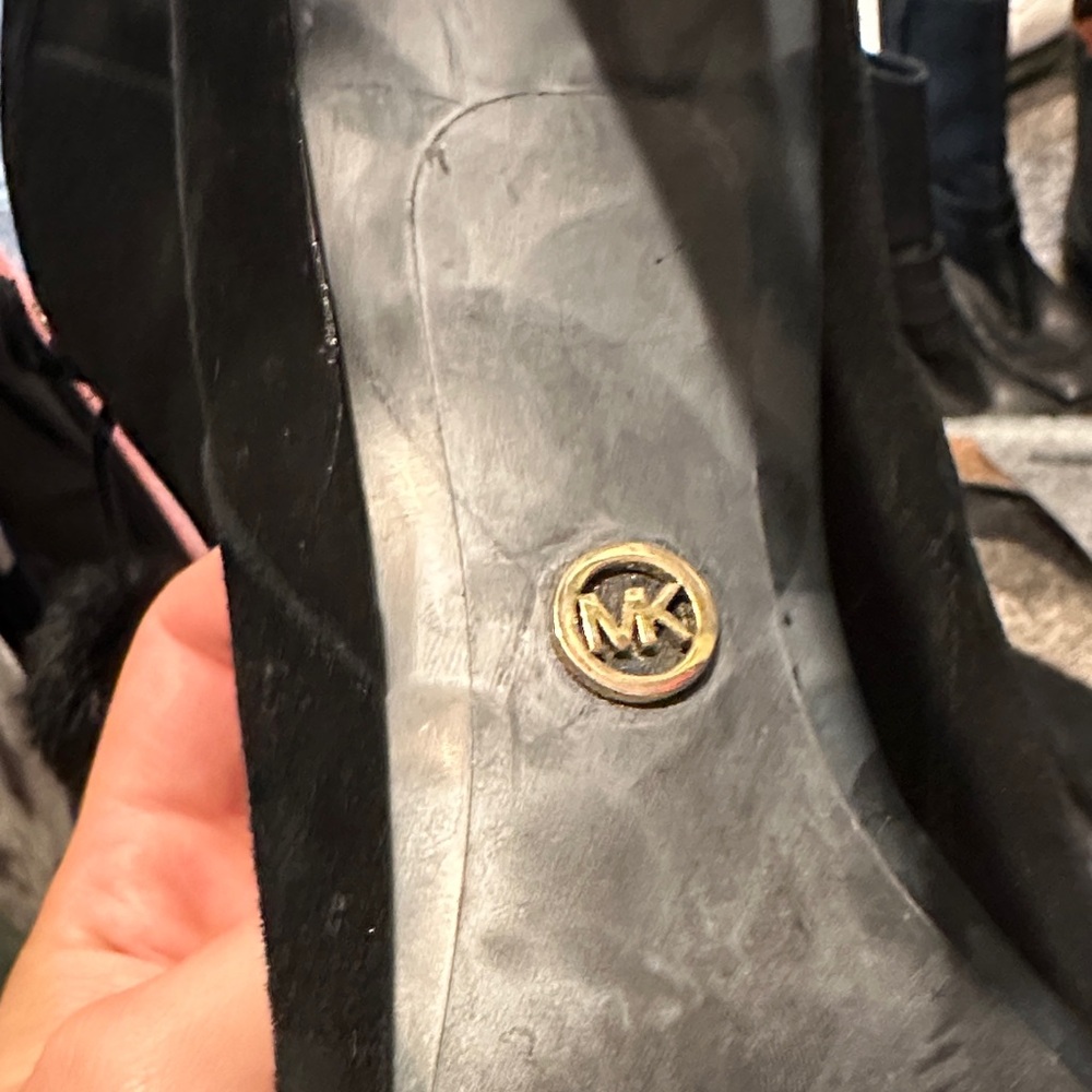 Michael Kors Black Heeled Boots with Pom Poms - Picture 4 of 4